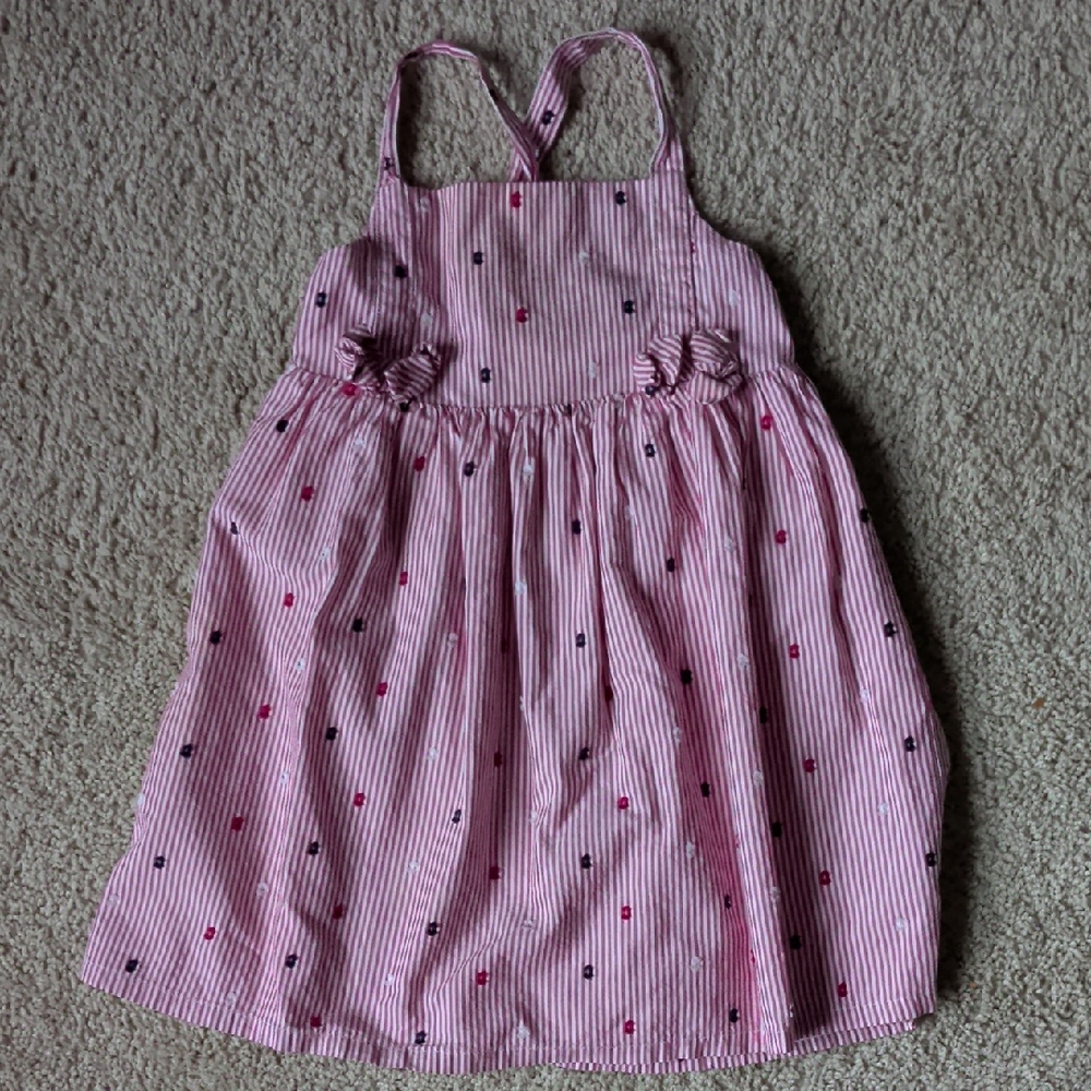 Tahari Pink and White Striped Kids Dress